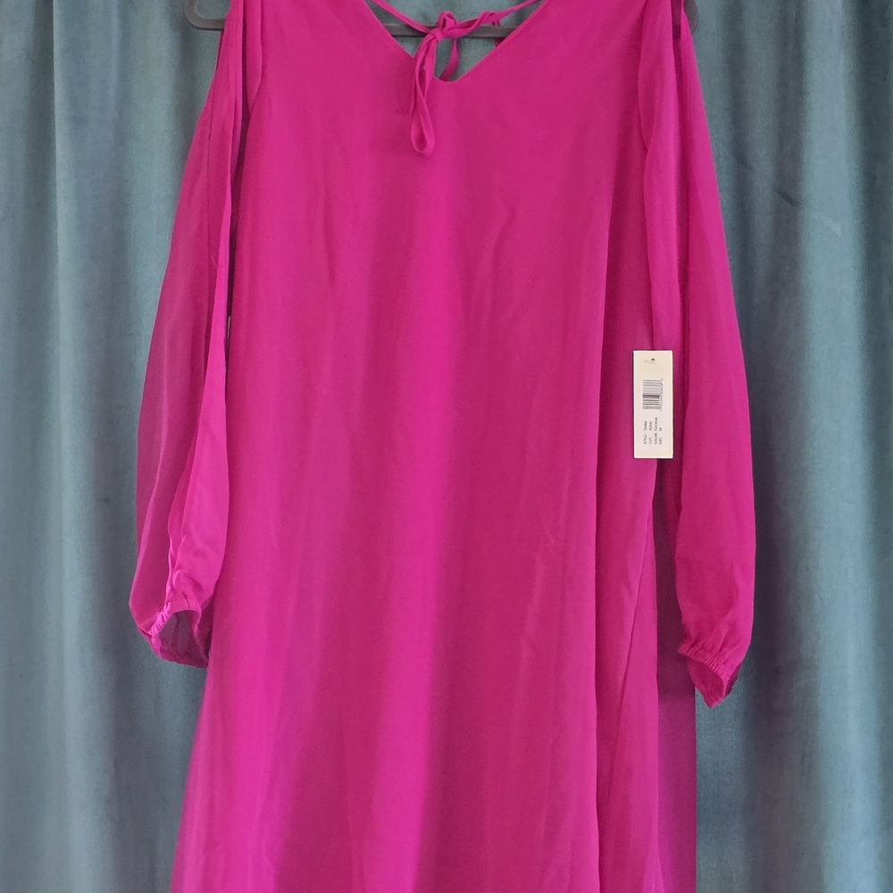 Vibrant Pink Long-Sleeve Dress